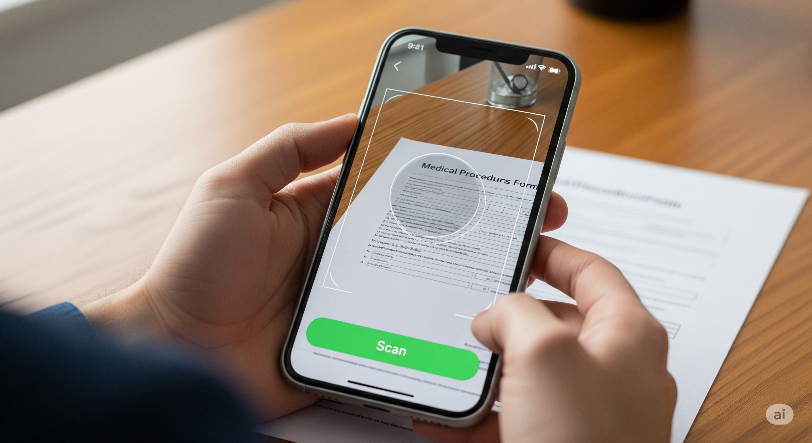 ApexBill mobile app scanning a medical procedures form